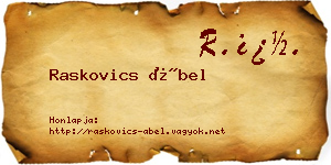 Raskovics Ábel névjegykártya