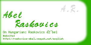 abel raskovics business card